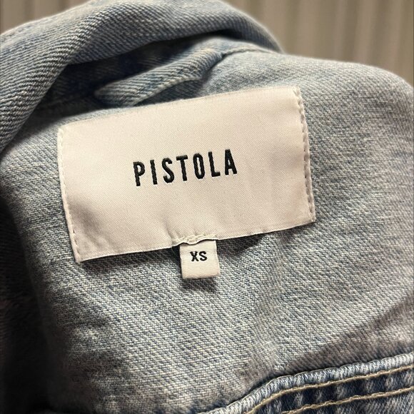 Pistola Distressed Raw Hem Light Washed Jean Jacket - Picture 2 of 6